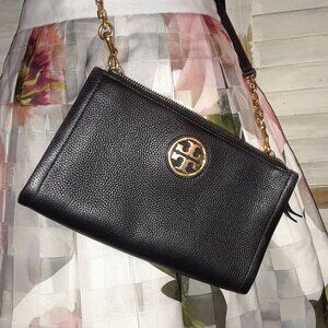 Crossbody Purse Navy With Gold Tone Chain